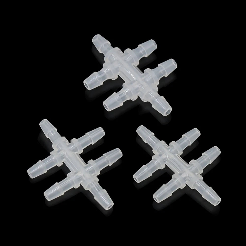 6-Way Plastic Barbed Hose Connector — Pipe Splitter Tubing Fitting (3.9mm–7.9mm)