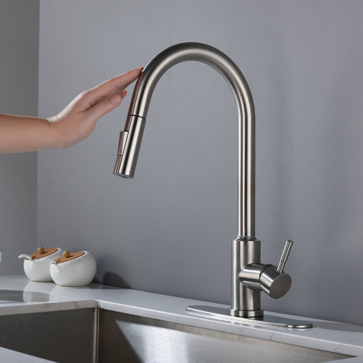 Touch Kitchen Faucet with Pull Down Sprayer Silver Black Gold - HomeDIYer