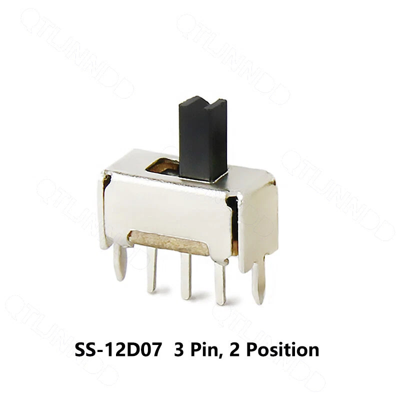 SS-12 Mini Slide Toggle Switch SPDT 3-Pin 2-Position SMD 50VDC 0.3A (SS-12D06 / SS-12D07 / SS-12D10)
