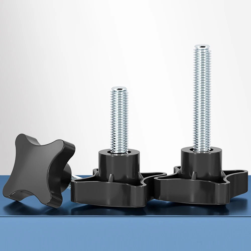 M5-M10 Thumb Screws Black Plastic Four Star Head Hand Grip Knob Bolts Galvanized