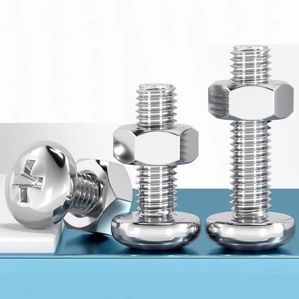 M4 & M6 Phillips Pan Head Machine Screws with Hex Nuts | A2 304 Stainless Steel, 5mm–120mm - HomeDIYer