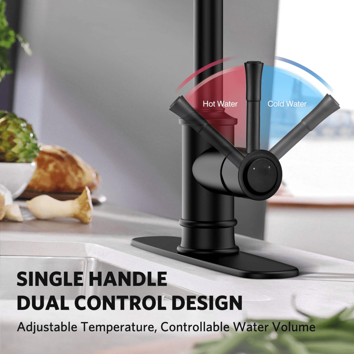 Kitchen Faucet - 3 Modes Pull Down Sprayer Kitchen Tap Faucet Head, Single Handle&Deck Plate for 1or3 Holes, 360° Rotation, Stainless Steel No Lead for RV Bar Home, Black - HomeDIYer
