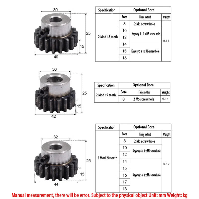 2 Mod 10-60 Teeth Precision Spur Pinion Gear With Step 45# Steel Motor Gear