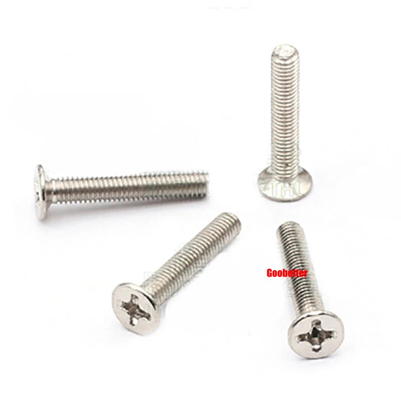 KM3 Phillips Countersunk Machine Screws – M3 x 3–18mm, Carbon or 304 Stainless, Multiple Finishes (Cross Flat Head)