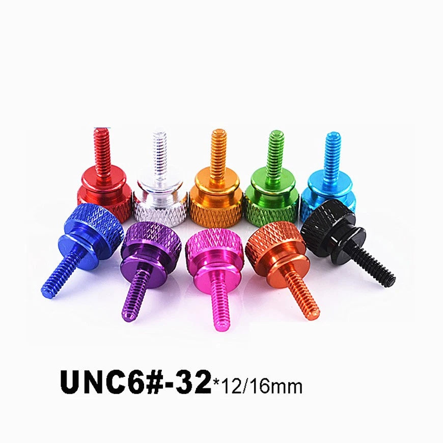 UNC #6-32 Aluminium Anodised Knurled Thumb Screws — 12mm & 16mm, 10 Colors