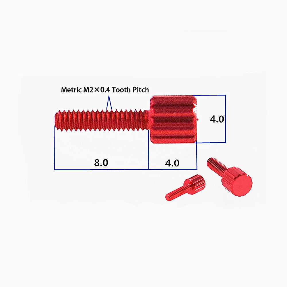 M2 x 8mm Aluminum Knurled Thumb Screws — Flat Head, Computer Case DIY (10 Colors)