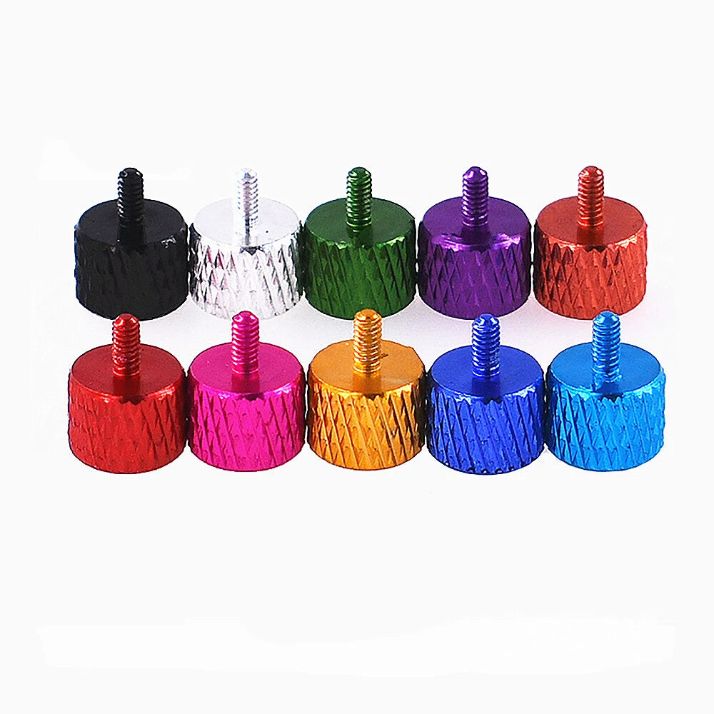 M2 x 4mm Aluminium Knurled Thumb Screws — Flat Head, Hand-Tighten, 10 Colors