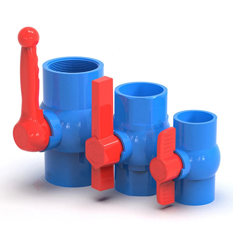 PVC Pipe Fittings 20mm-110mm Ball Valve Socket Solvent Weld-Female Thread Blue
