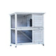 2-Story Rabbit Hutch Outdoor with Run, 2 No-Leak Trays, Non-Slip Ramp & Waterproof Roof, for Small Animals