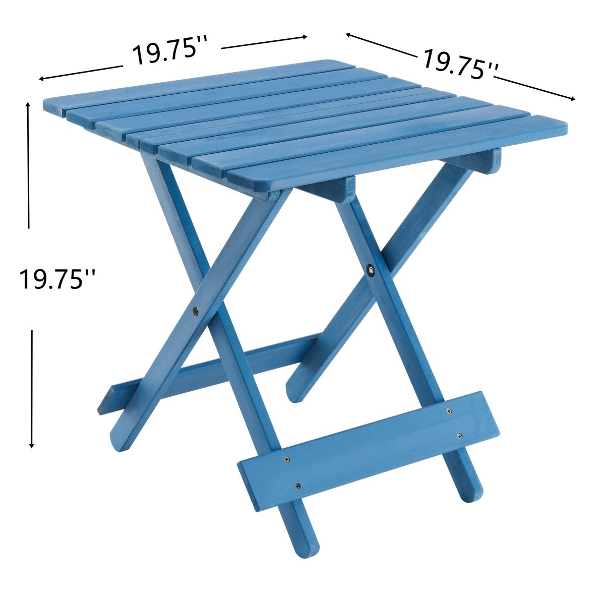 Folding Square Table Patio Outdoor solid wood Table for Backyard, Balcony, Portable Design Space - Saving Blue Color - HomeDIYer