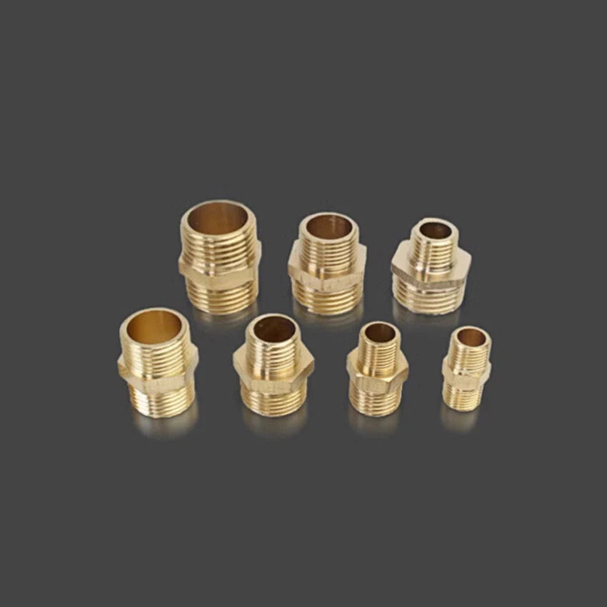 Male to Male Brass Nipple Adapter — Equal & Reducer Sizes 1/8" to 1"