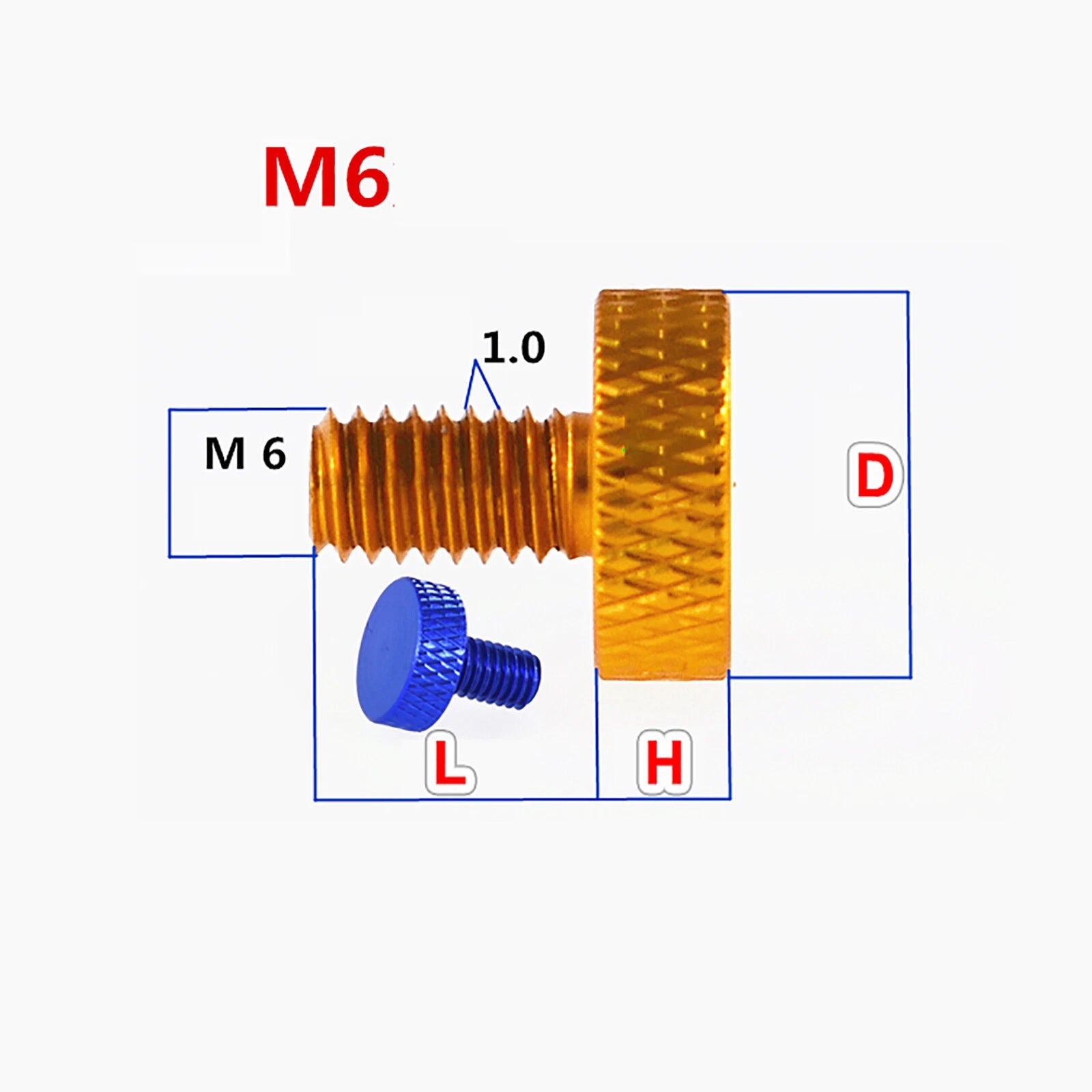 M6 Knurled Thumb Screws PC Case Thumbscrew Flat Knob Bolt - Al Alloy Multicolor