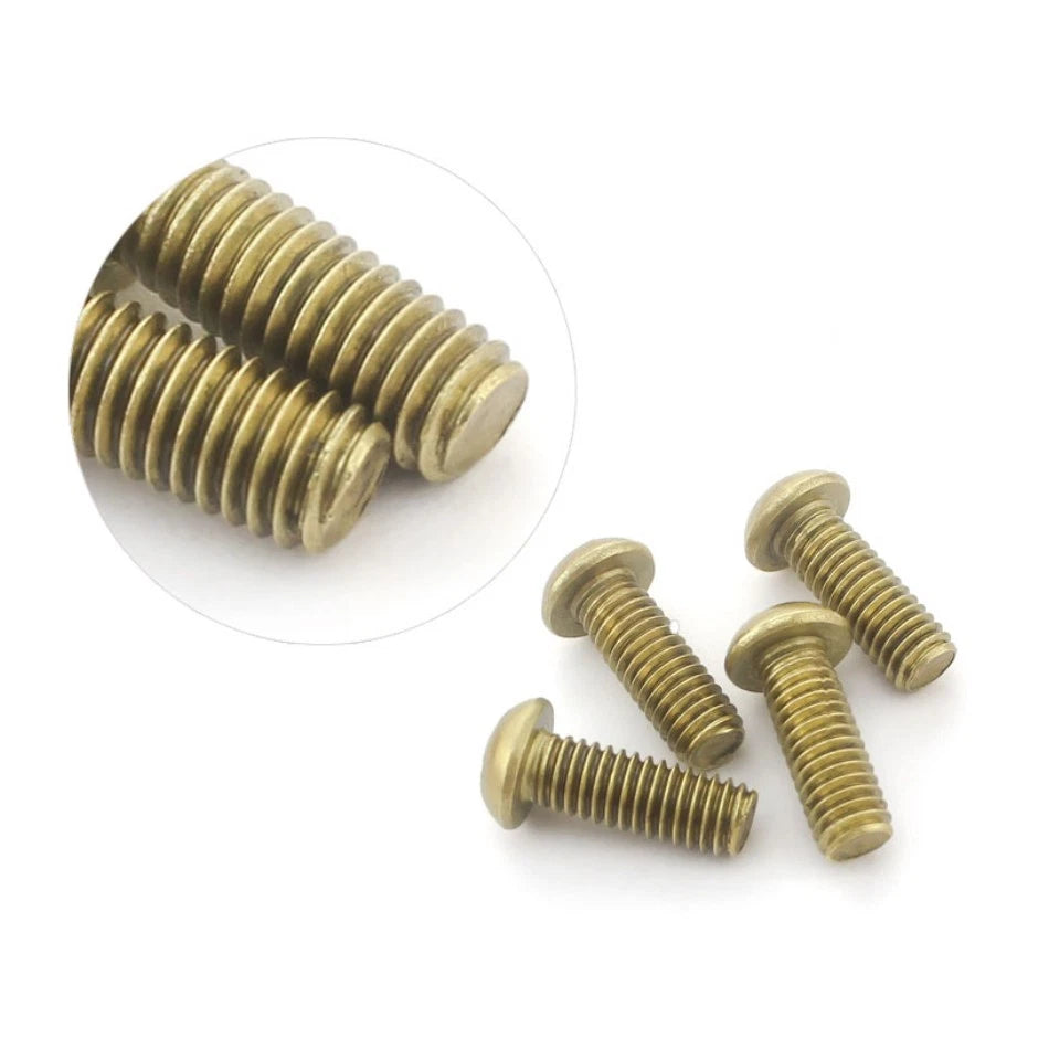 Solid Brass M4 x 12mm Round Head Phillips Machine Screws – GB/T818, Fully Threaded