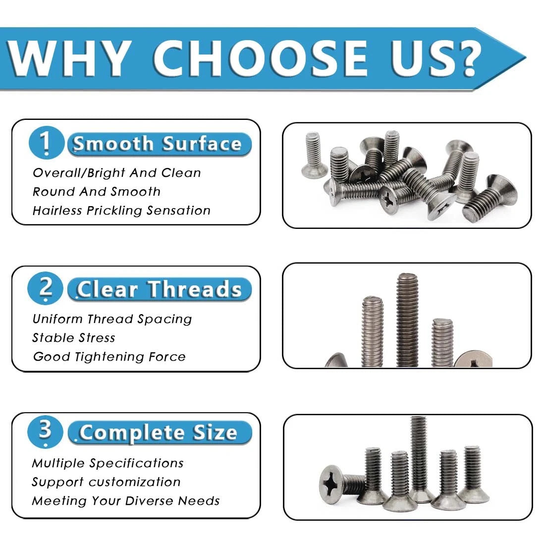 M1.6–M6 Titanium Phillips Countersunk Flat Head Screws – TA2 / Grade 2, Fully Threaded (4–50mm)