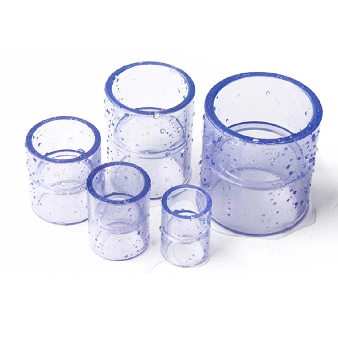 Transparent PVC Straight Pipe Coupling — Socket Fitting for Water Lines