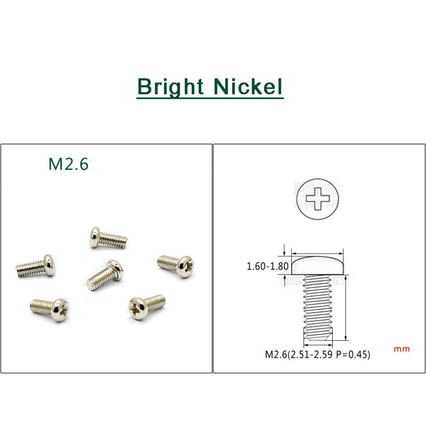 M2.6 Phillips Round Pan Head Machine Screws — Computer Bolts, Multiple Finishes - HomeDIYer