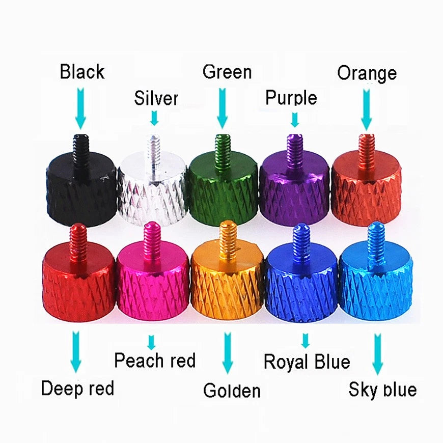 M3×5mm Knurled Thumb Screws – Anodized Aluminum Flat Head, 10 Colors