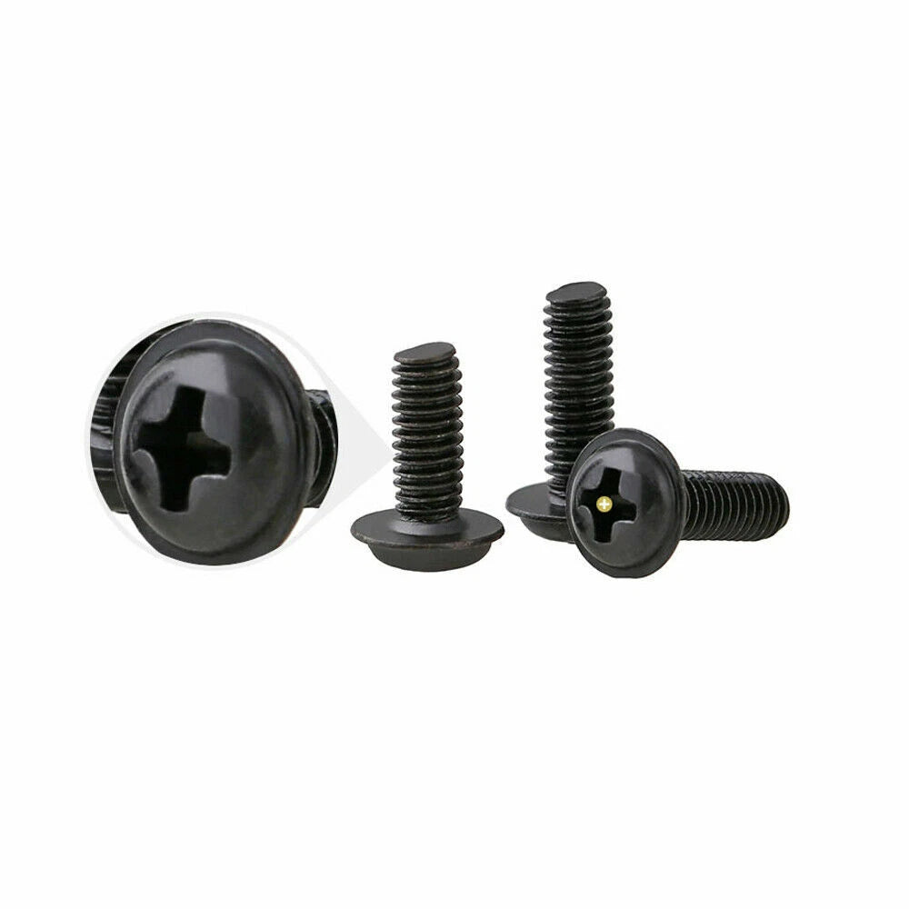 Black Zinc Flange Phillips Pan Head Machine Screws M1.4 M2 M2.5 M3 M4 M5 M6 — Washer-Free Metric Bolts