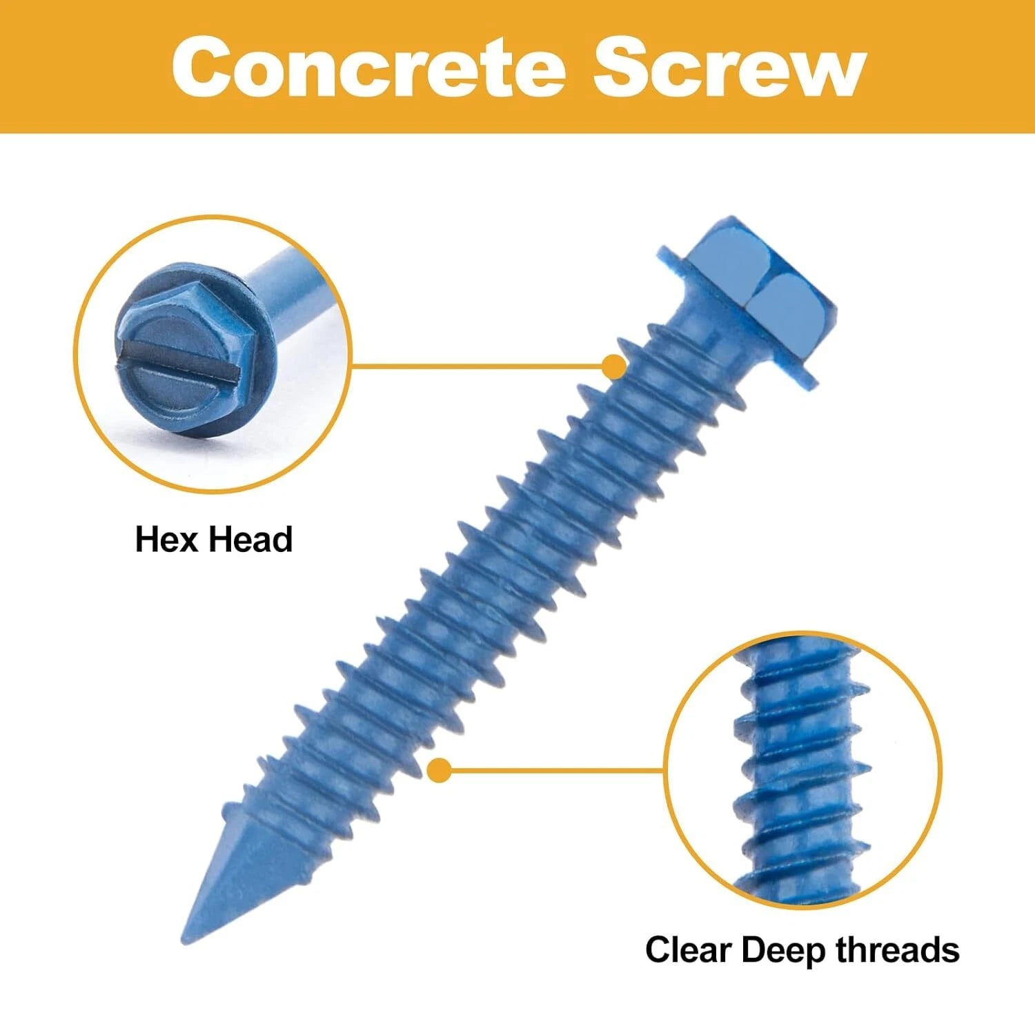 220x 1/4" 3/16" Hex Washer Head Concrete Masonry Screws Tapcon Anchor & Bit DIY