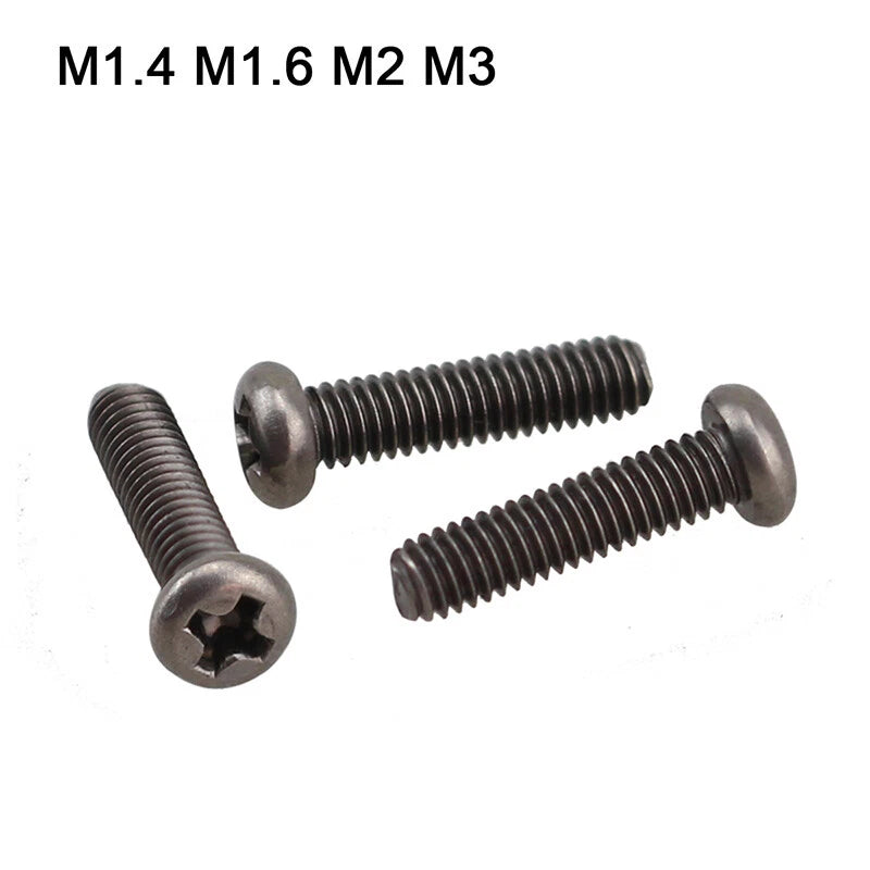 M1.4–M4 Titanium Alloy Phillips Pan Head Machine Screws – Cross Bolts, 5–16mm Lengths