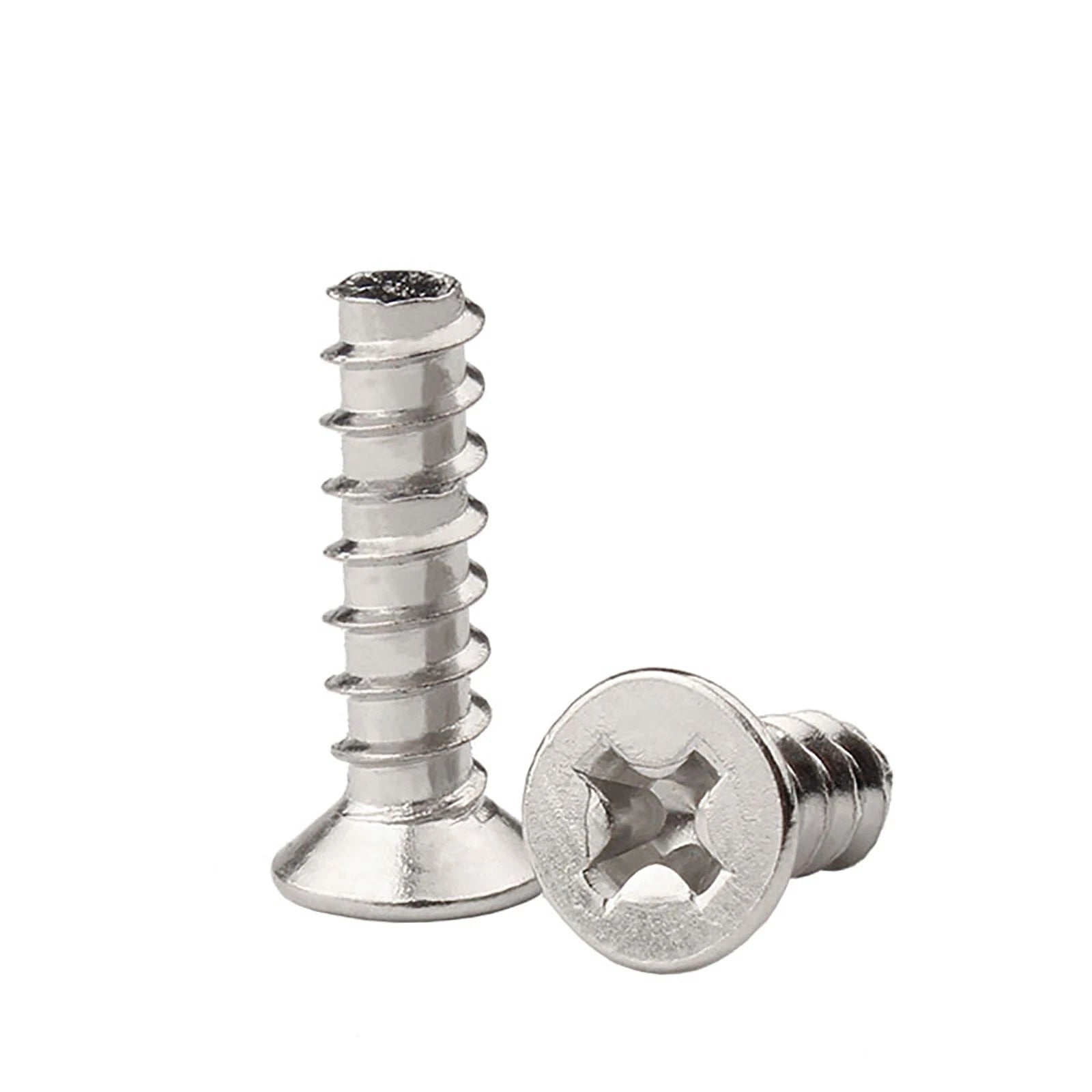 M1 M1.2 M1.4 M1.7 M2 M2.3 M2.6 M3 M3.5 M4 Flat Head Self Tapping Screws Flat Tail – Nickel Plated Steel