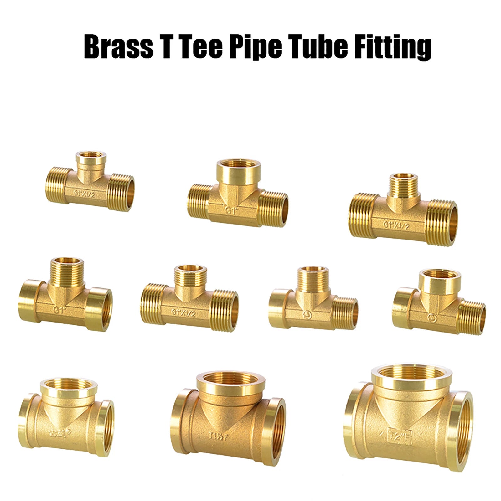 Brass T Tee Pipe Fitting — Female & Male NPT Thread, 3/4" to 2"