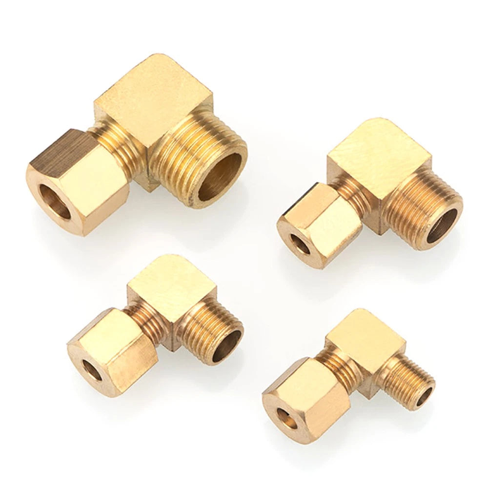 Brass Compression 90° Elbow Fittings for 6–12mm Copper Tube | Ferrule Connector
