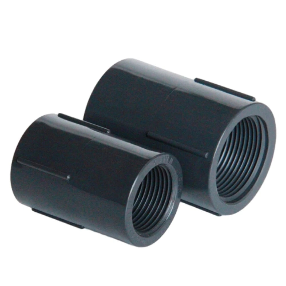 PVC Double Female BSP Thread Pipe Fitting — 1/2" to 2" | Straight Threaded Coupling