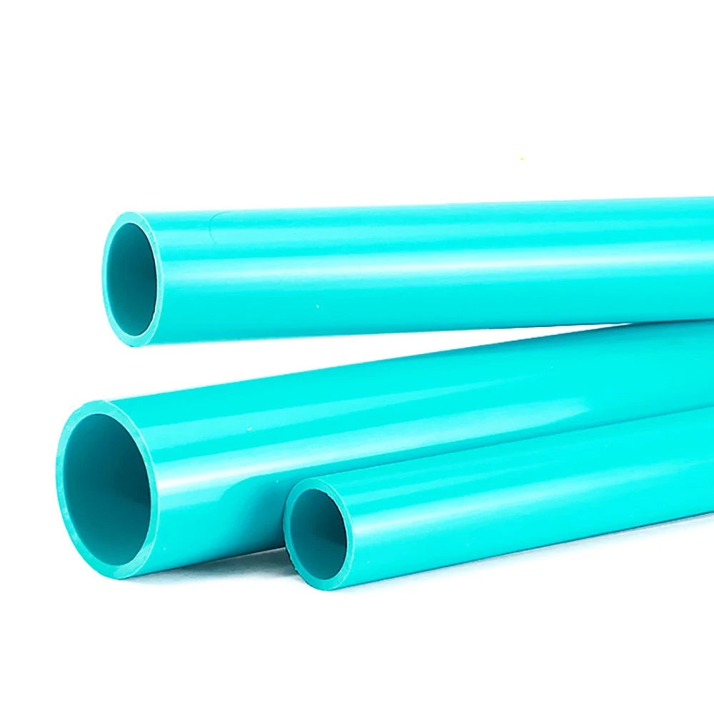 Cyan PVC Rigid Pipe Round Tube | 20–50mm OD × 500mm | Aquarium & DIY Plumbing