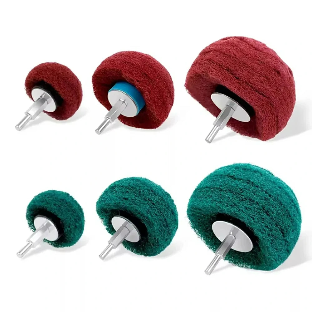 1/4" Hex Shank Flap Sanding Wheel Nylon Fiber Abrasive Scouring Buffing Polishing Wheel Green 120# Red 240# 50mm/75mm/100mm