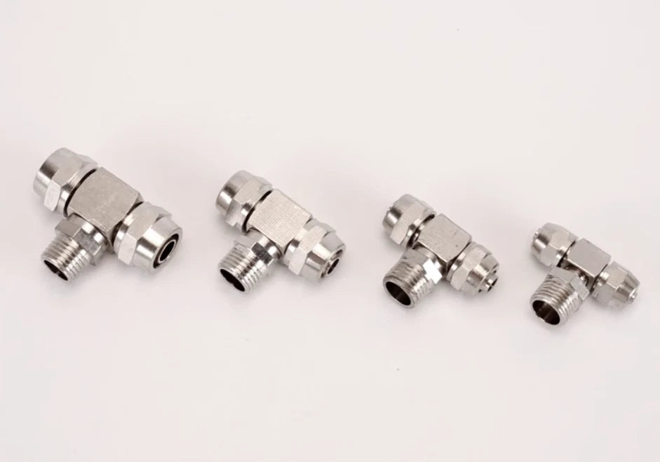 Pneumatic BSP Male Stud T-Shape 3-Way Push-In Hose Fitting | Air Pipe Connector