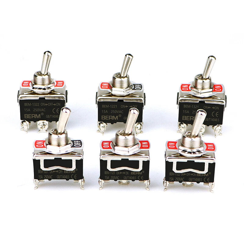 Waterproof Toggle Switch BERM Series — 15A 250V, 2/3 Position, 2–6 Pin, Latching & Momentary, Car Boat Panel