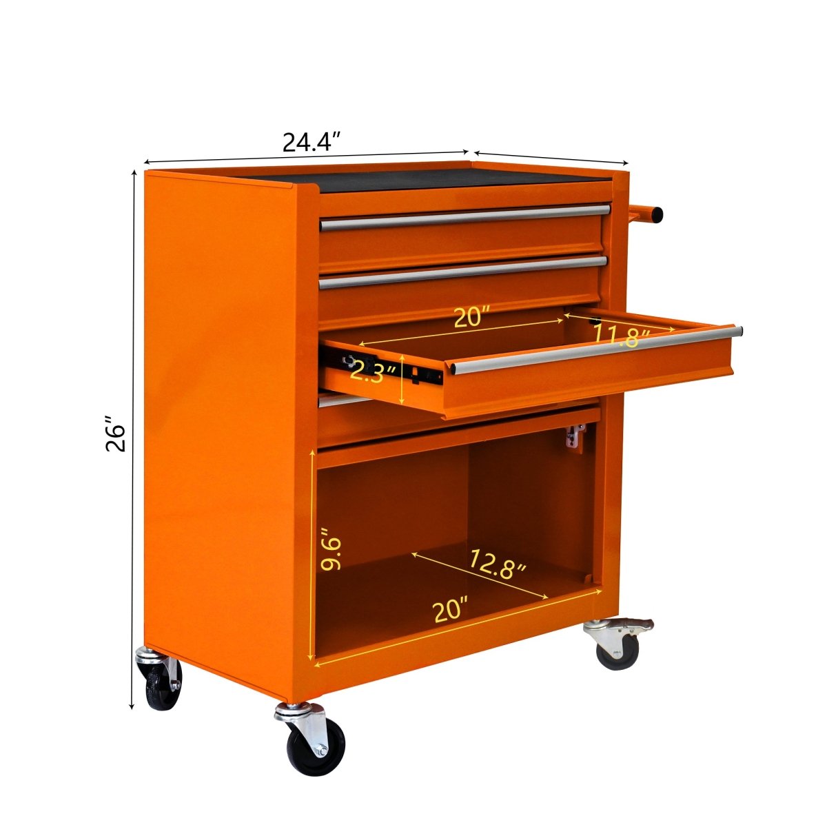 4 Drawers Multifunctional Tool Cart With Wheels - Orange - HomeDIYer
