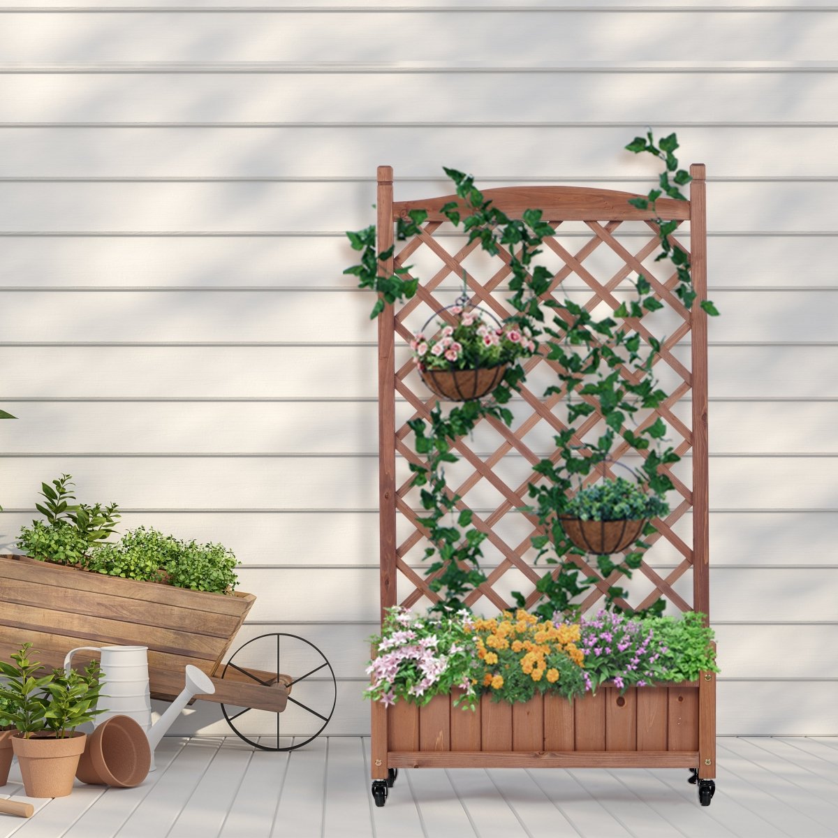 Raised Garden Bed with Legs, Elevated Wooden Planter Box for Outdoor Plants Flowers Fruits Vegetable Herb Growing - HomeDIYer
