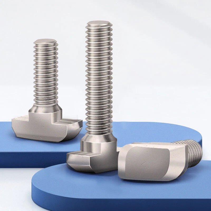 Hammer Head T - Slot Bolts M5 M6 M8 — Grade 4.8 Carbon Steel, Nickel Plated, T - Nut Screws for Aluminum Extrusion - HomeDIYer