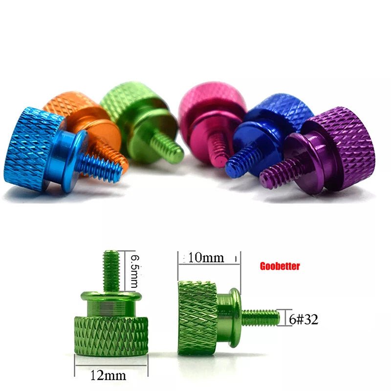 632×6 Color Knurled Thumb Screws – Aluminum Hand Grip Knob Bolts for PC Computer Case (12 Colors) - HomeDIYer