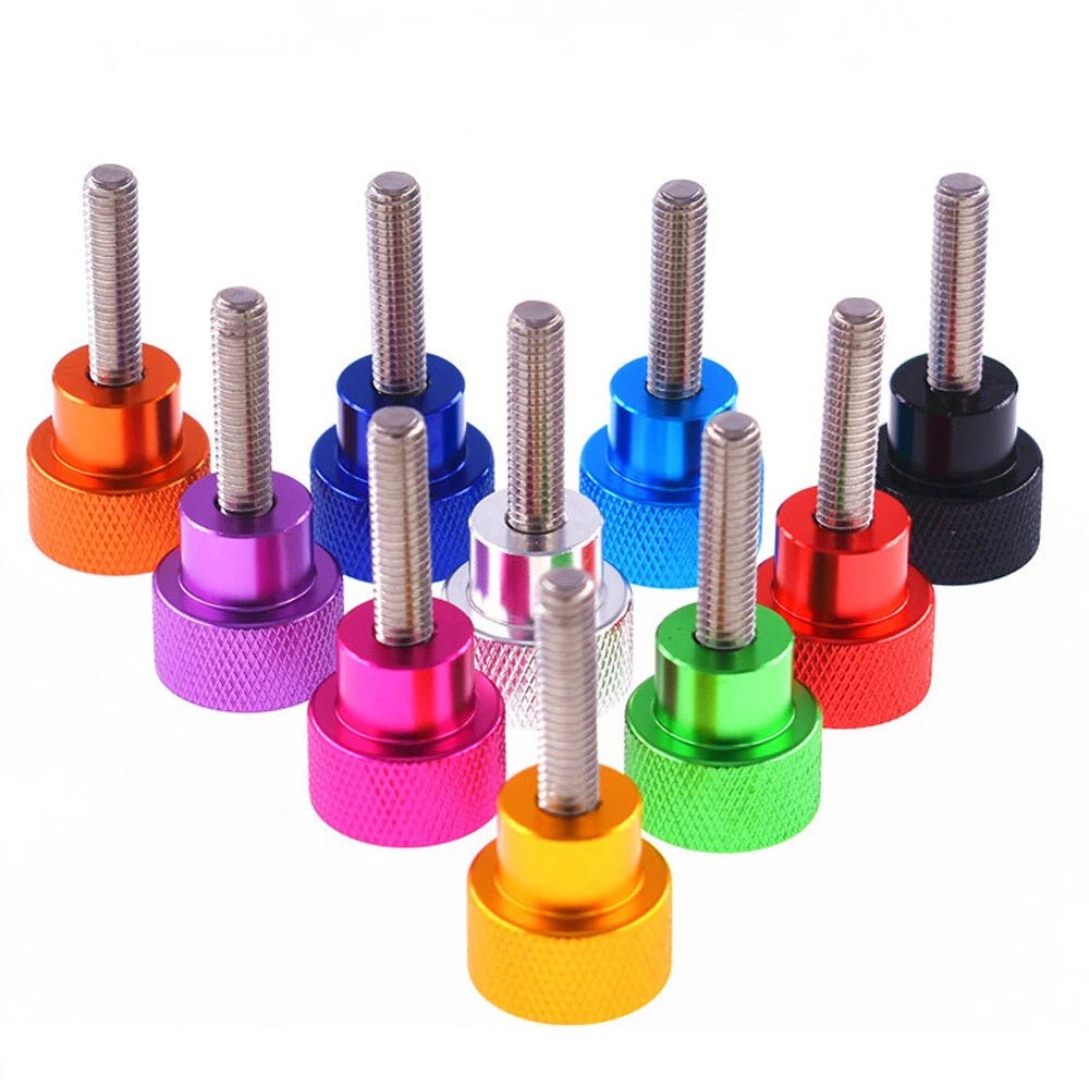 UNC 6 - 32 Knurled Thumb Screws – Flat Stepped Head, Aluminum + Stainless, 4–40mm (10 Colors) - HomeDIYer