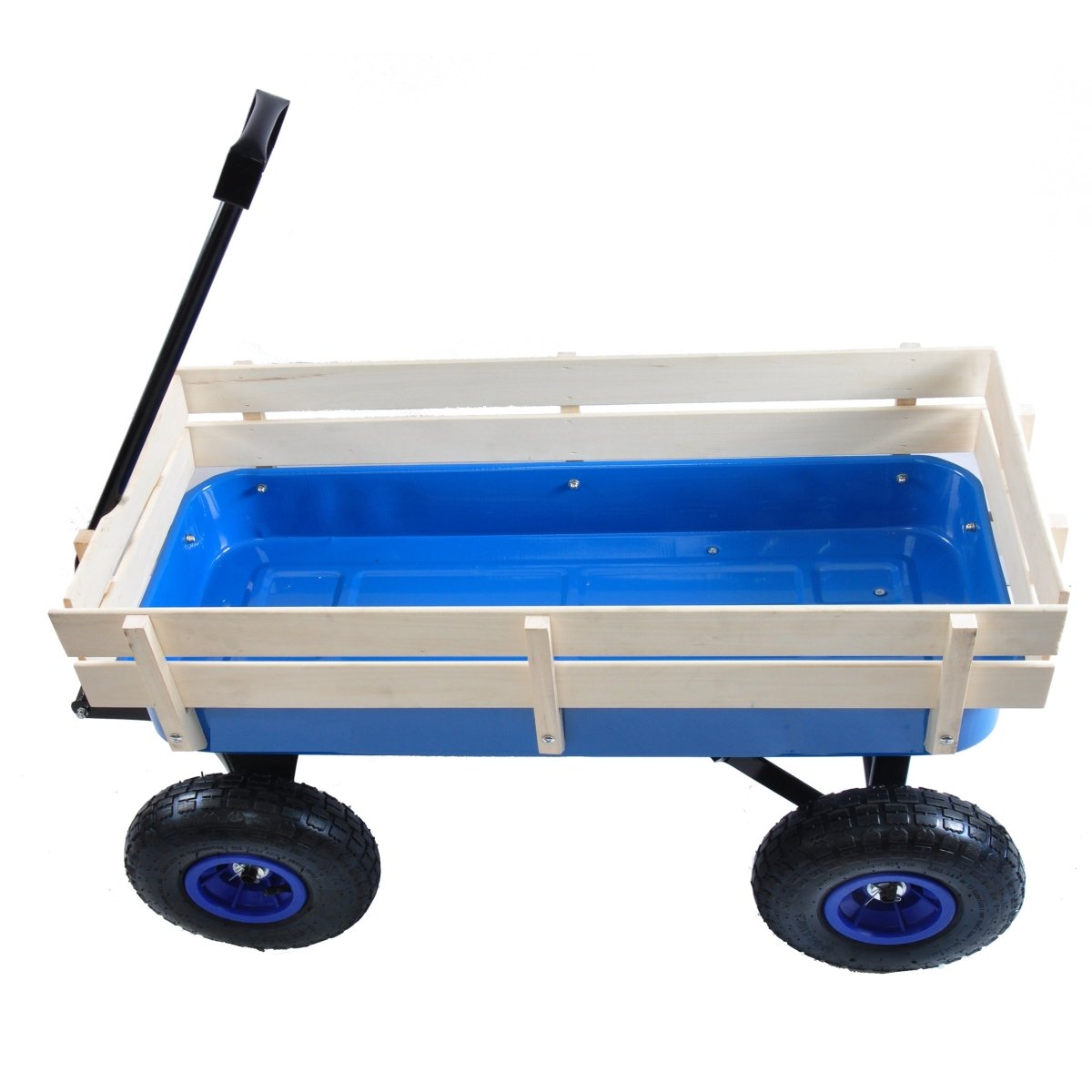 Outdoor Wagon All Terrain Pulling Wood Railing Air Tires Garden Cart - HomeDIYer