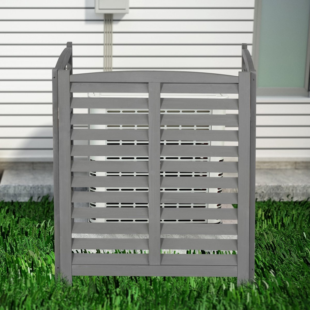 3 - Panel Outdoor Privacy Screen for AC Units | Solid Wood Ventilated Fence 32"x38" - HomeDIYer