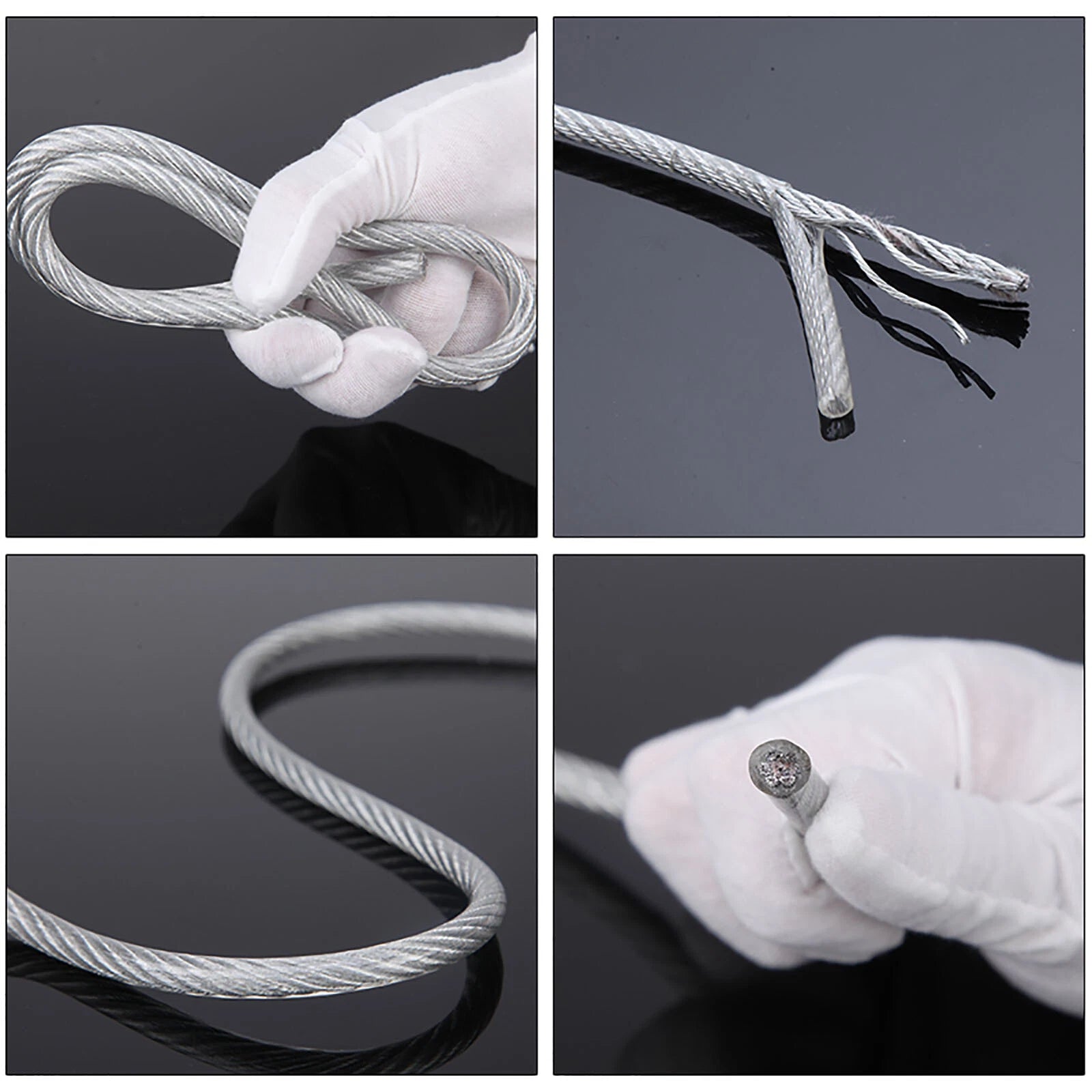 Stainless Steel Wire Rope Lifting Metal Cable Clear Black PVC Coated Φ0.6mm-5mm