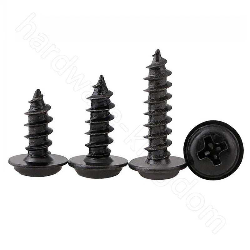 Phillips Round Head Washer Self-Tapping Screws M1.2–M4 | Black Zinc | 50–2000pcs