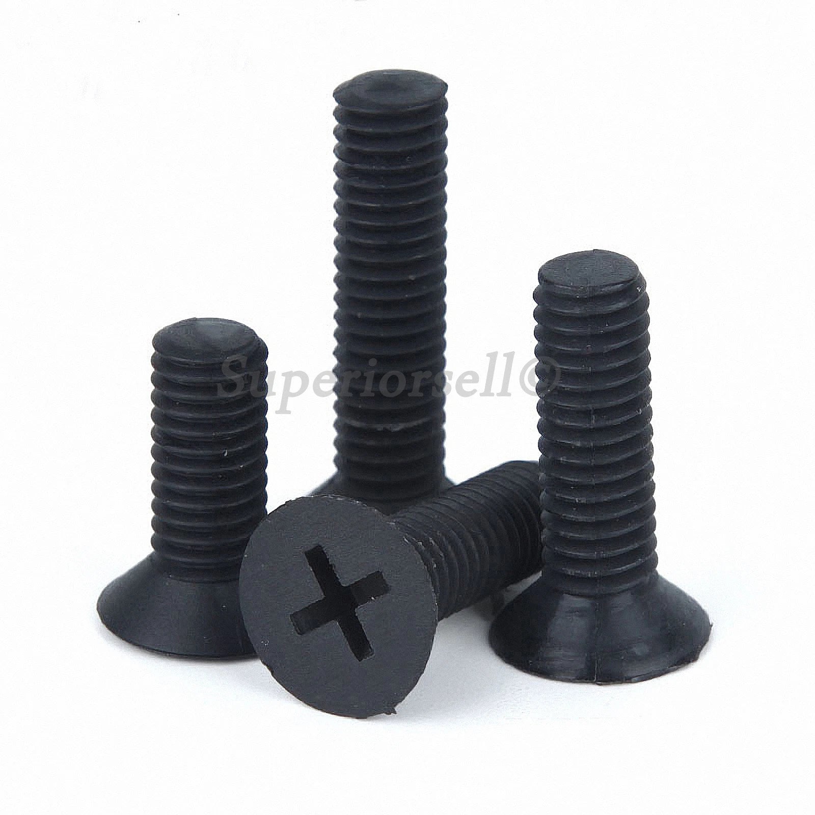 Black Nylon Phillips Flat Head Machine Screws – M2.5 M3 M4 M5 M6, Plastic, Corrosion-Resistant
