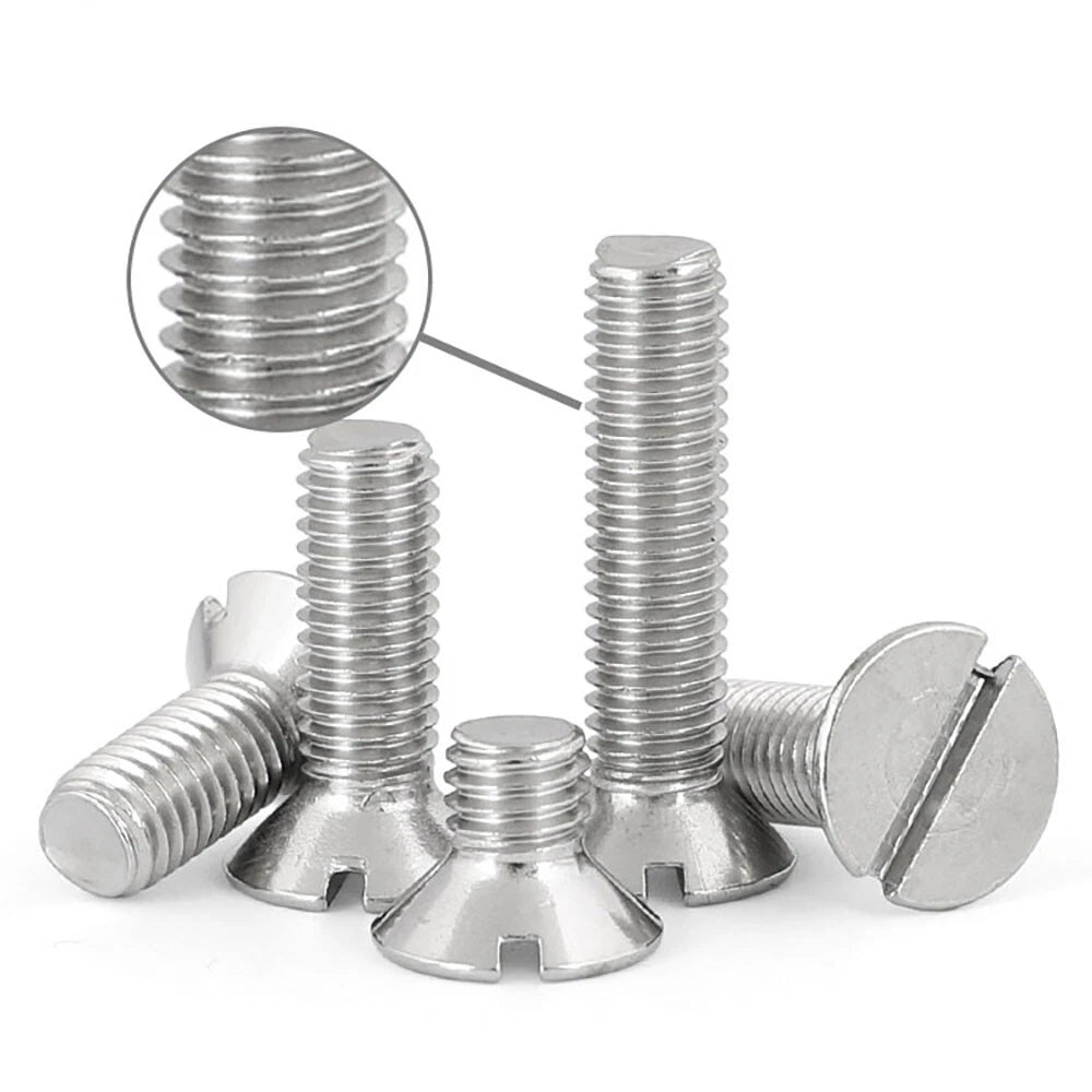 M1.6–M8 A2 Stainless Steel Flat Head Slotted Machine Screws | Countersunk Bolts