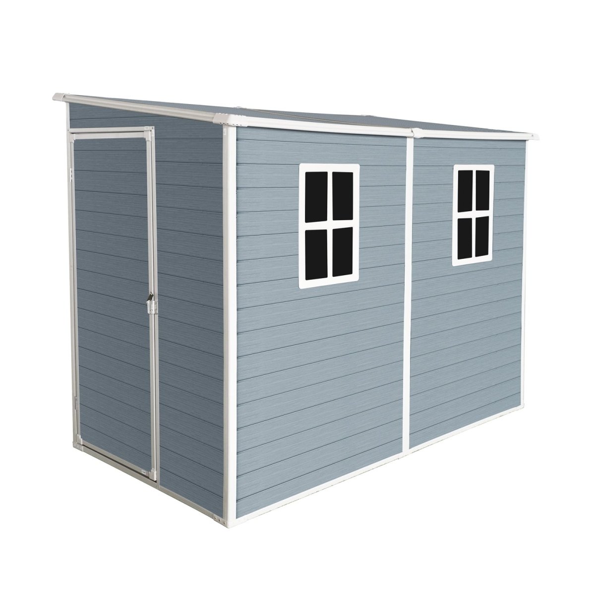 4x8ft Outdoor Storage Shed with Floor Resin shed with Two - Window, Waterproof ,Lockable Doors for Patio,Yard,Lawn - Gray - HomeDIYer