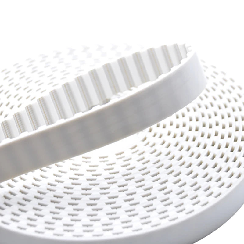 Open-End Timing Belt PU White — L / H / XL / MXL Type, 6–30mm Wide, Cut to Length 1–10M