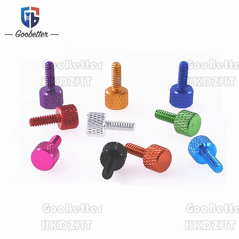 UNC 6 - 32 x 10mm Aluminum Knurled Thumb Screws — 10 Colors, Hand - Tighten Grip Knob - HomeDIYer