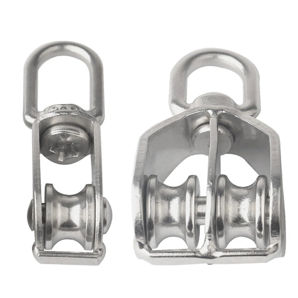 Stainless Steel 15-75mm Single/Double Pulley Block for Wire Rope Lifting Rigging