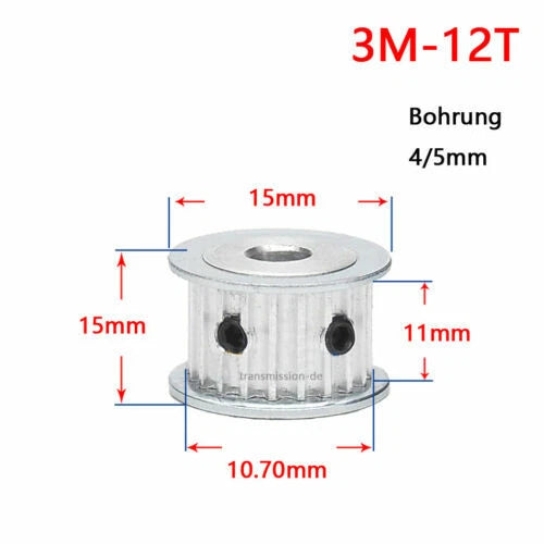Timing Belt Pulley 3M 12T - 60T Synchronous Wheel for width 10 mm Timing Belts