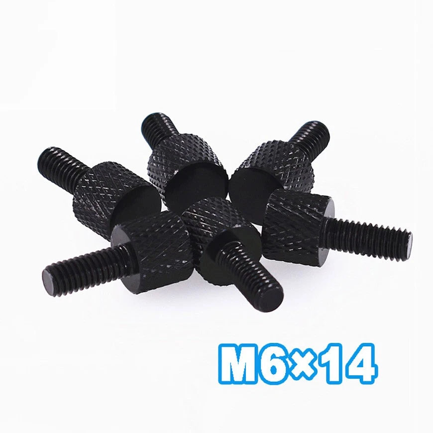 M6x14 Aluminium Anodised Black Bolts Knurled Flat Head Thumb Screws PC Case