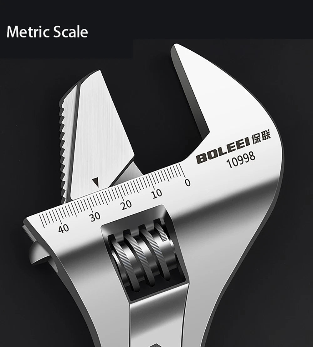 Multi-function Adjustable Spanner Wrench 8" 10" 12" Metric Scale Non-slip Handle